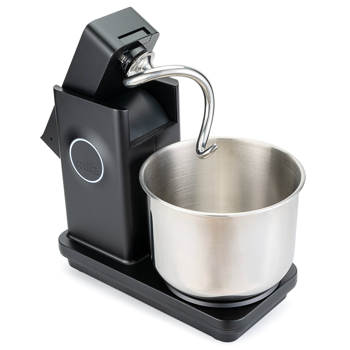 Probaker NXT stand mixer at an angle with the head tilted back and the dough hook lifted clear of the bowl.